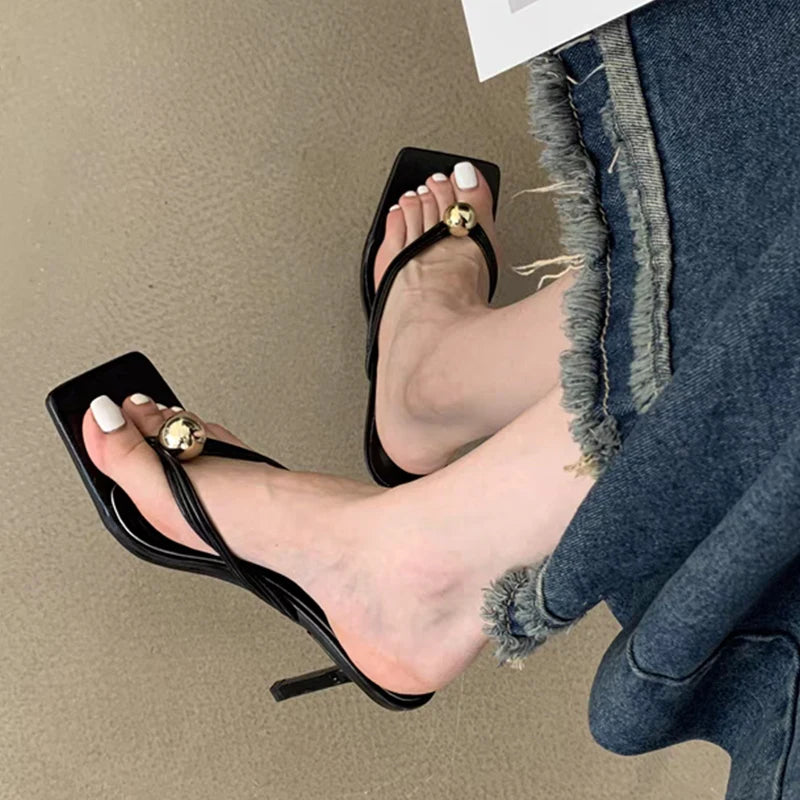 Women High Heels Slippers Designer Heeled Sandals Elegant Shoes Woman Summer 2025 Trend Fashion Fliop Flops Casual Slides Mujer - Belvar