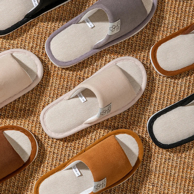 Slippers for Men,Non-Slip Soft-Soled Indoor House Slippers for Spring&Summer, All-Season Linen Home Comfortable Slippers - Belvar
