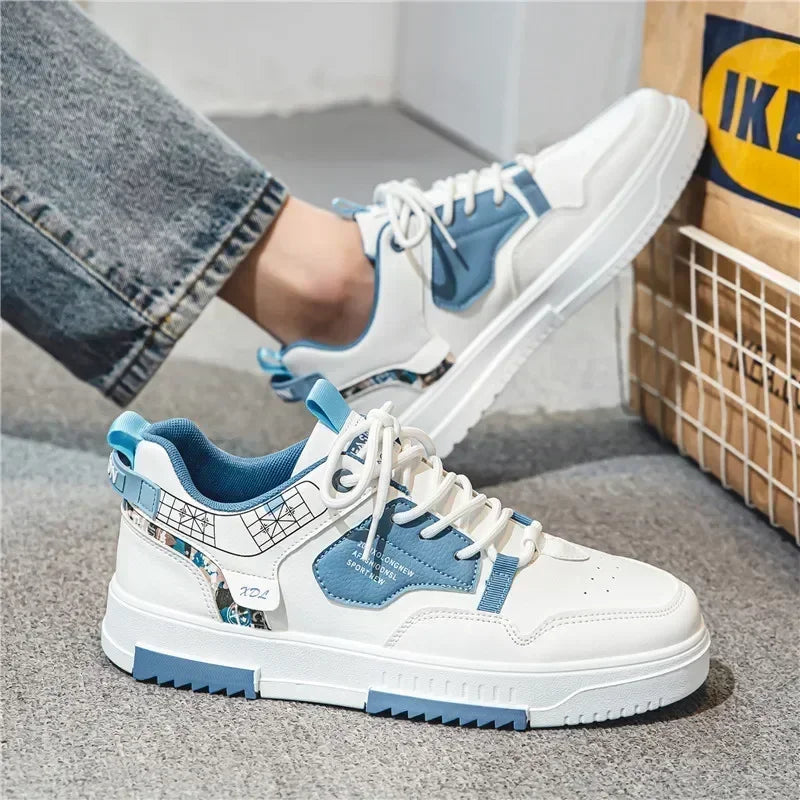 Men's shoes 2024 summer new breathable white shoes men's trendy and versatile thick soled sports board shoes trendy shoes - Belvar