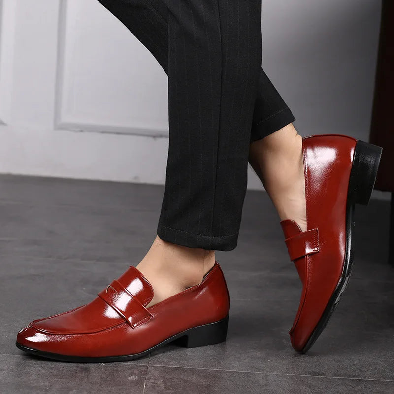 Men's Shoes Loafers Dress Man British Casual Single Leather Small Square Toe Mens Genuine Shoe Formal Black Elegant Good Quality - Belvar
