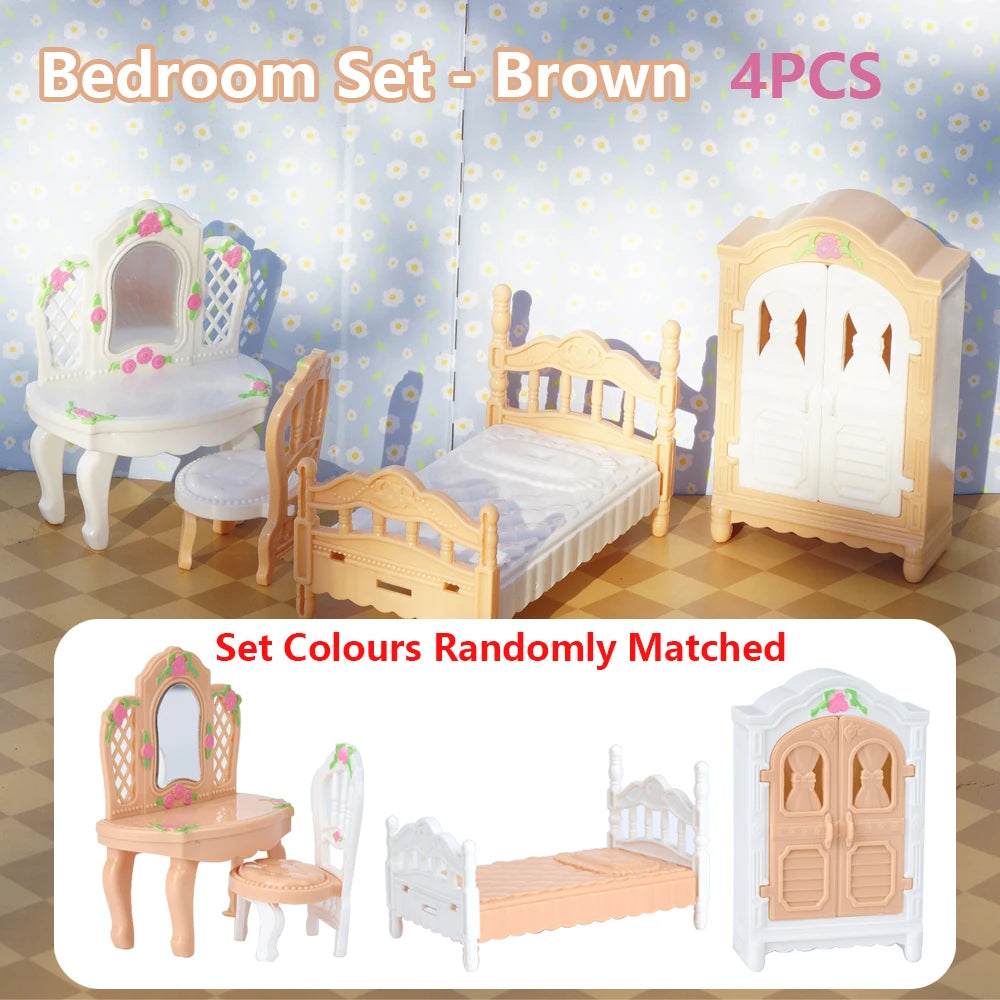 24Pcs Style Brown Miniature DollhouseFurniture Accessory Kids Toy Cute Kawaii Pink Kitchen Cooking Things For Girl Gifts
