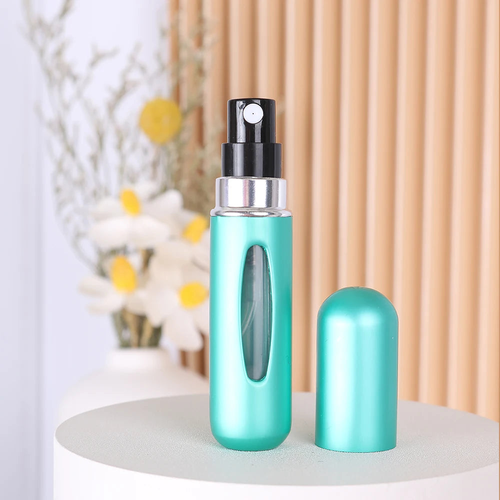 1pc Trial Size 5ml Aluminum Perfume Bottle Bottom Easy Pump Refill Perfume Spray Bottle Mini Lightweight Travel Essential