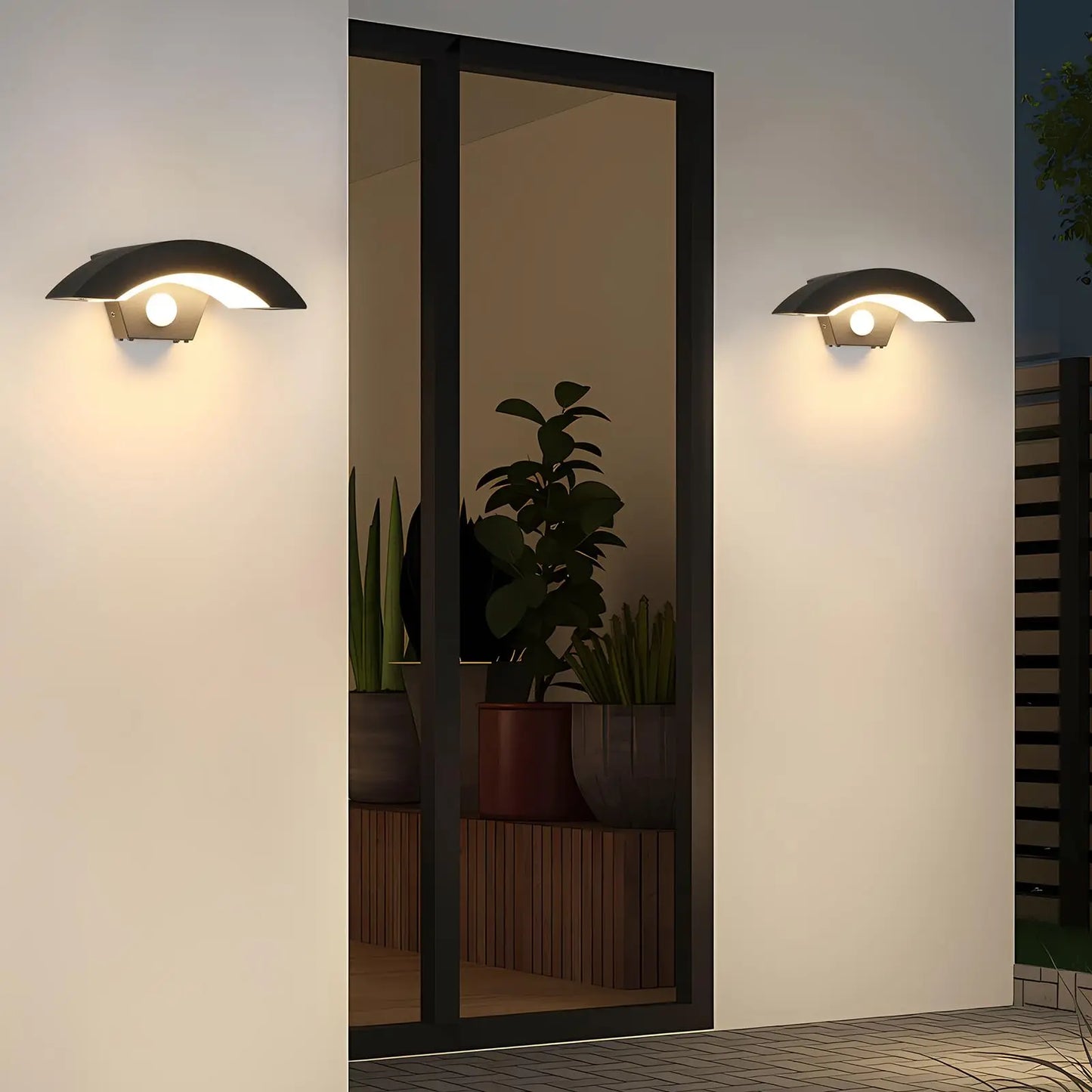 2 Pack Outdoor Wall Light, 12W Modern Exterior Wall Lighting with Motion Sensor, IP65 Waterproof Black Wall Lamp for Entryway