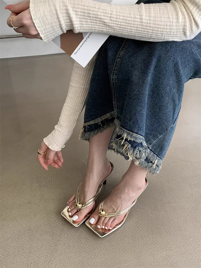 Women High Heels Slippers Designer Heeled Sandals Elegant Shoes Woman Summer 2025 Trend Fashion Fliop Flops Casual Slides Mujer - Belvar