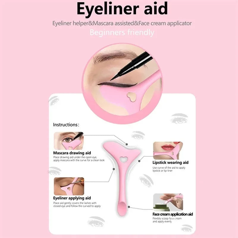 wholesale Multi-functional Eyeliner Stencil Wing Tips Silicone Eyeliner Aid Drawing Lipstick Wearing Aid Reusable Makeup Tools
