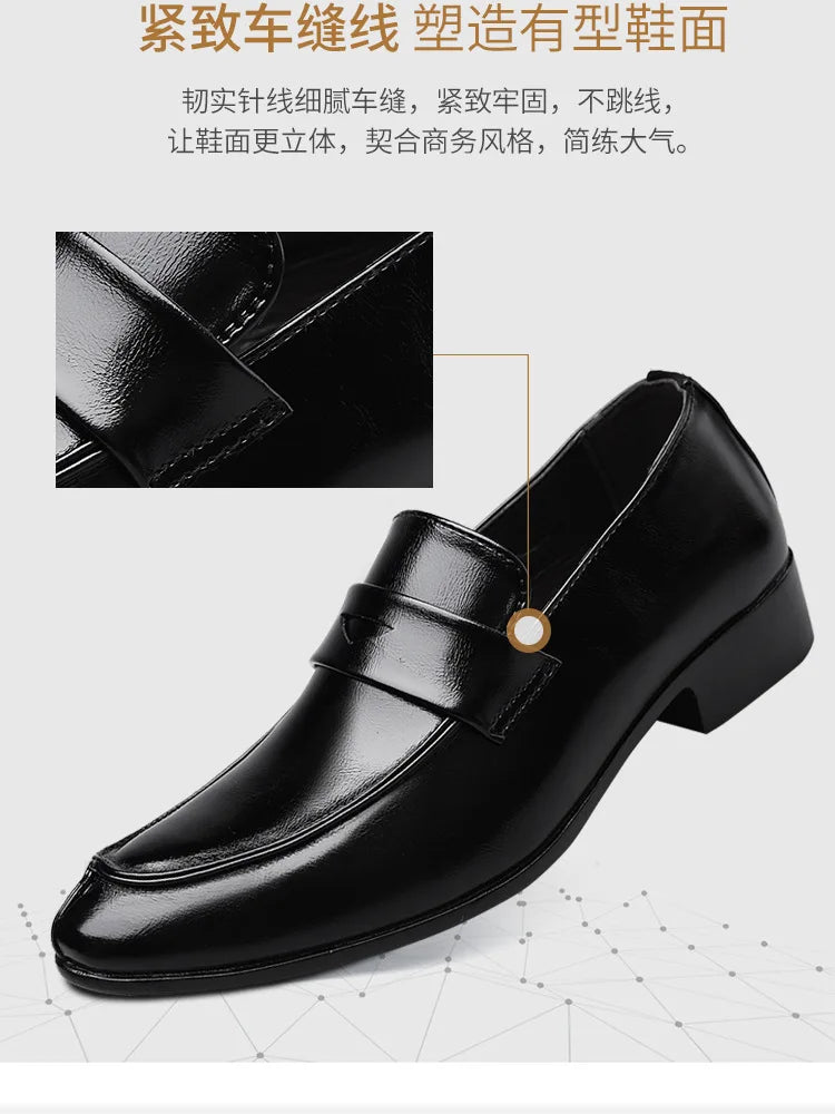 Men's Shoes Loafers Dress Man British Casual Single Leather Small Square Toe Mens Genuine Shoe Formal Black Elegant Good Quality - Belvar