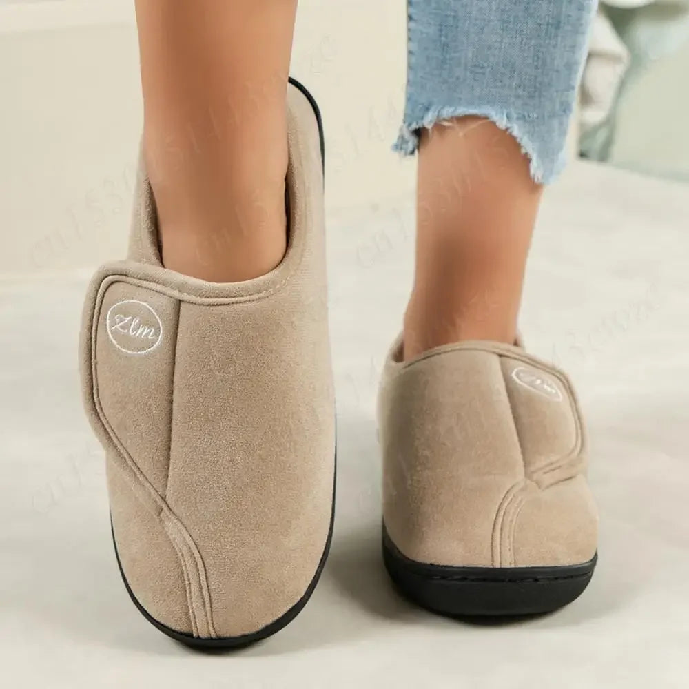 House Shoes for Men Suede Leather Slippers Non-Slip Slip-on Shoes Comfy Warm Plush Indoor/Outdoor for Diabetic Swollen Feet - Belvar