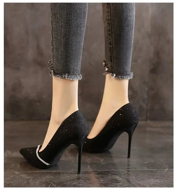 Ladies Shoes 2024 Fashion Basic Women's High Heels Sexy Party Pumps Women Crystal Slip-on Spike Thin Heels Female Shoes Zapatos - Belvar