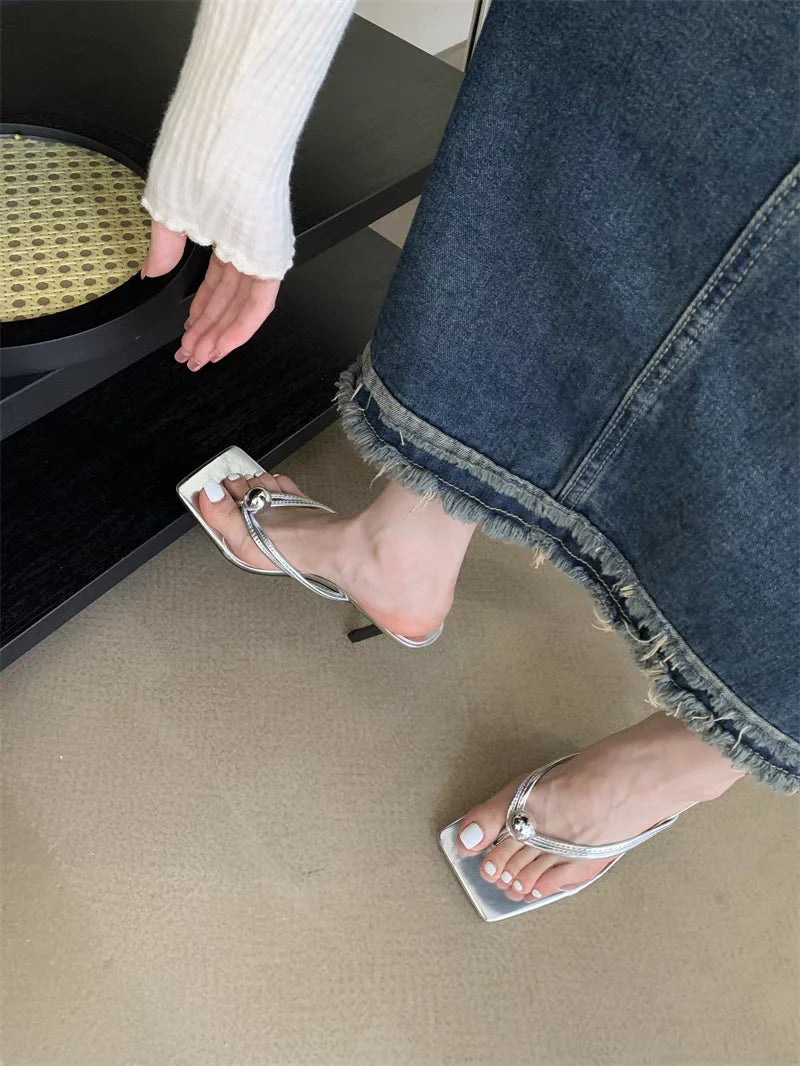 Women High Heels Slippers Designer Heeled Sandals Elegant Shoes Woman Summer 2025 Trend Fashion Fliop Flops Casual Slides Mujer - Belvar