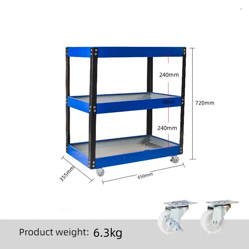 Mechanical Workshop Tools with Wheels, Tool Carts 3-layer Mobile Tool Car, Multifunctional and Heavy-duty Auto Repair Parts Car - Belvar