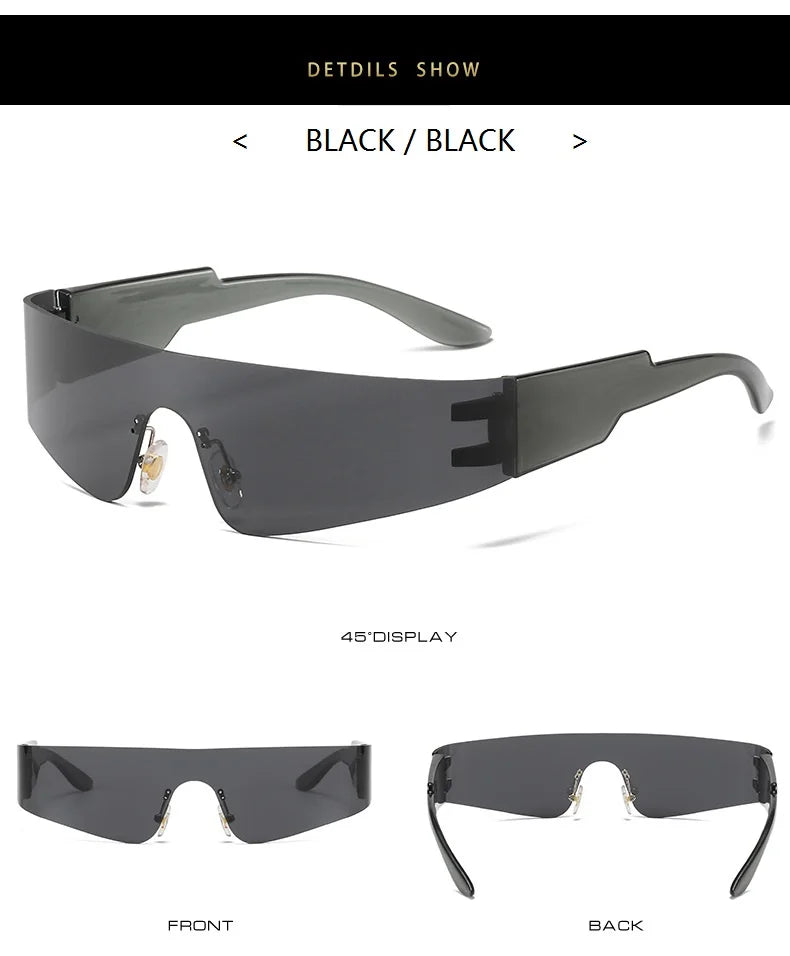 2000S Aesthetic Y2K Sunglasses Men One Piece Sports Sun Glasses Women Vintage Wrap Around Shades Fashion Punk Goggle Eyewear