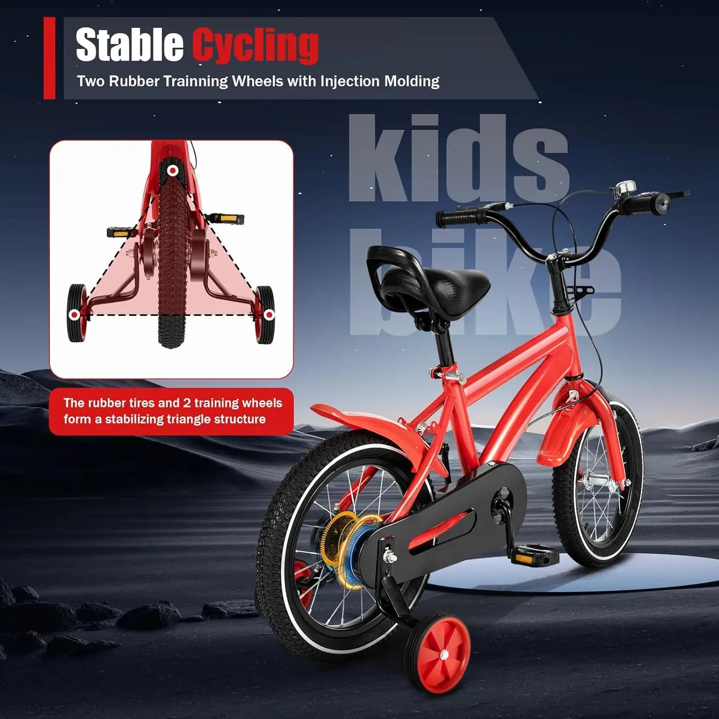 Kids Bike for Ages 3-6 Years Old Boys Girls 14 Inch Kid's Bikes with Training Wheels High Carbon Steel Children's Bicycle - Belvar