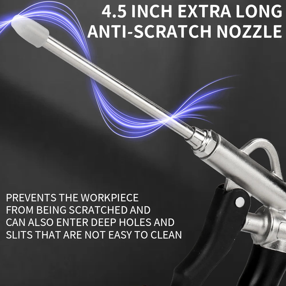 2-Way High Pressure Air Blow Gun Aluminum Air Dust Gun Angled Bent Nozzle Pistol Grip Pneumatic 150PSI