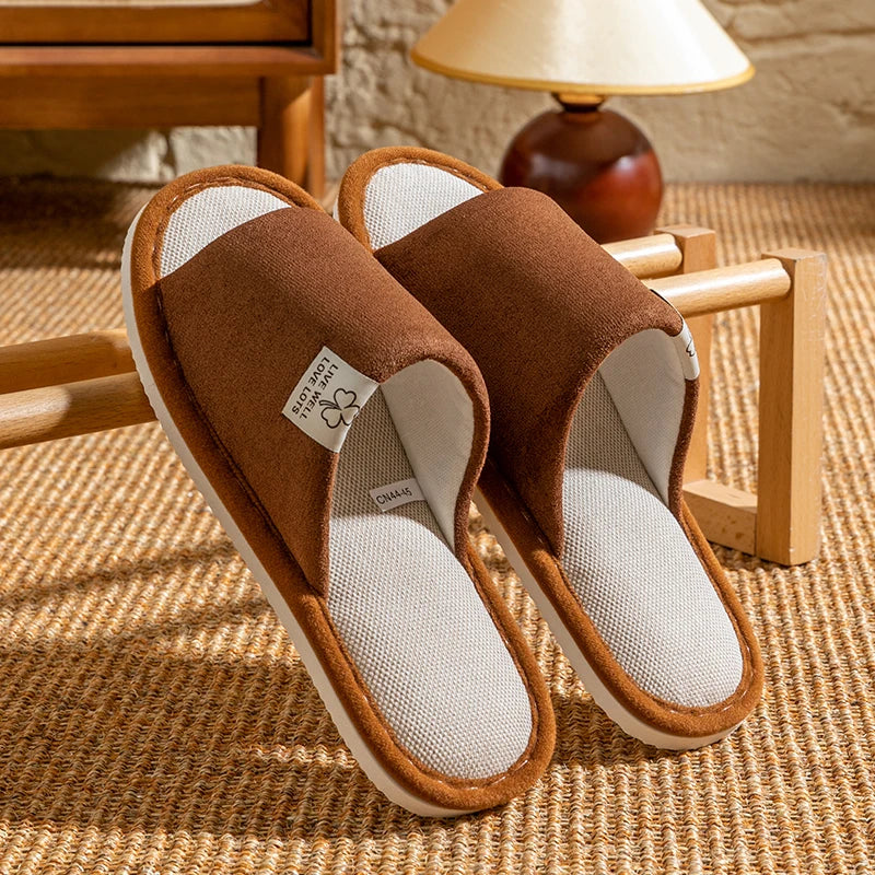 Slippers for Men,Non-Slip Soft-Soled Indoor House Slippers for Spring&Summer, All-Season Linen Home Comfortable Slippers - Belvar