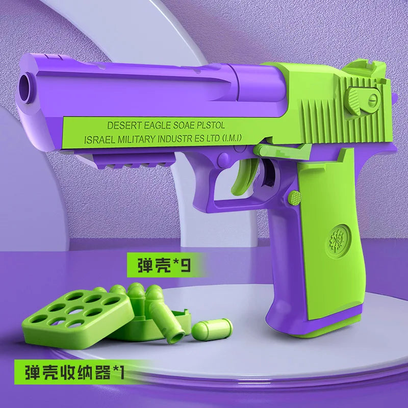 Stress Relief Simulation Model Gun Continuous Throwing Hanging Revolver Launcher Toy Gun Outdoor Play Entertainment Kids Gift
