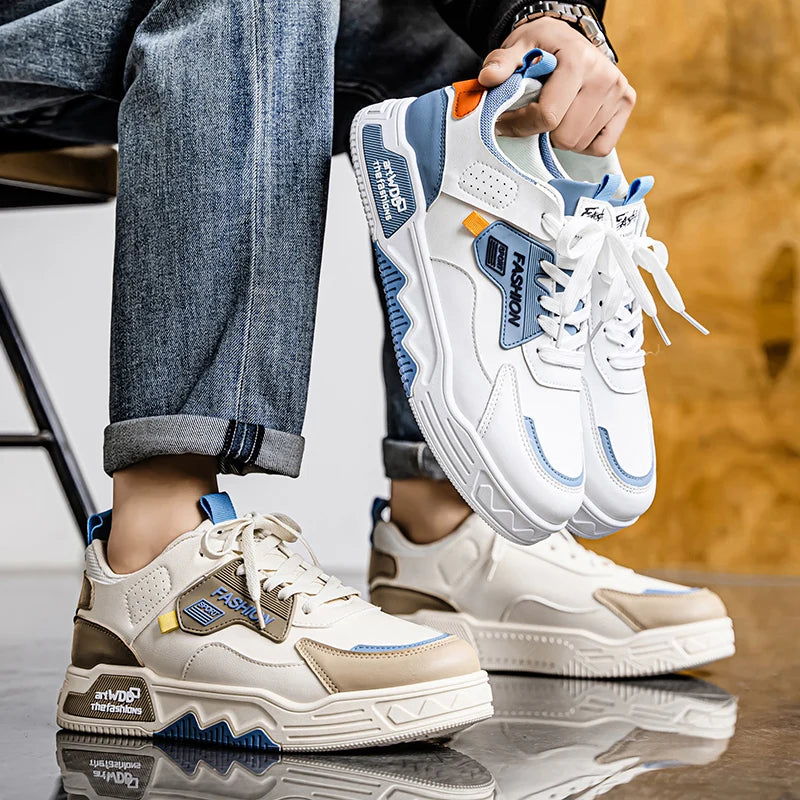 2025 Summer Fashionable Board Shoes Casual Sports Youth Thick Soled Walking Fashion Shoes Height Increasing Men's White Shoes - Belvar