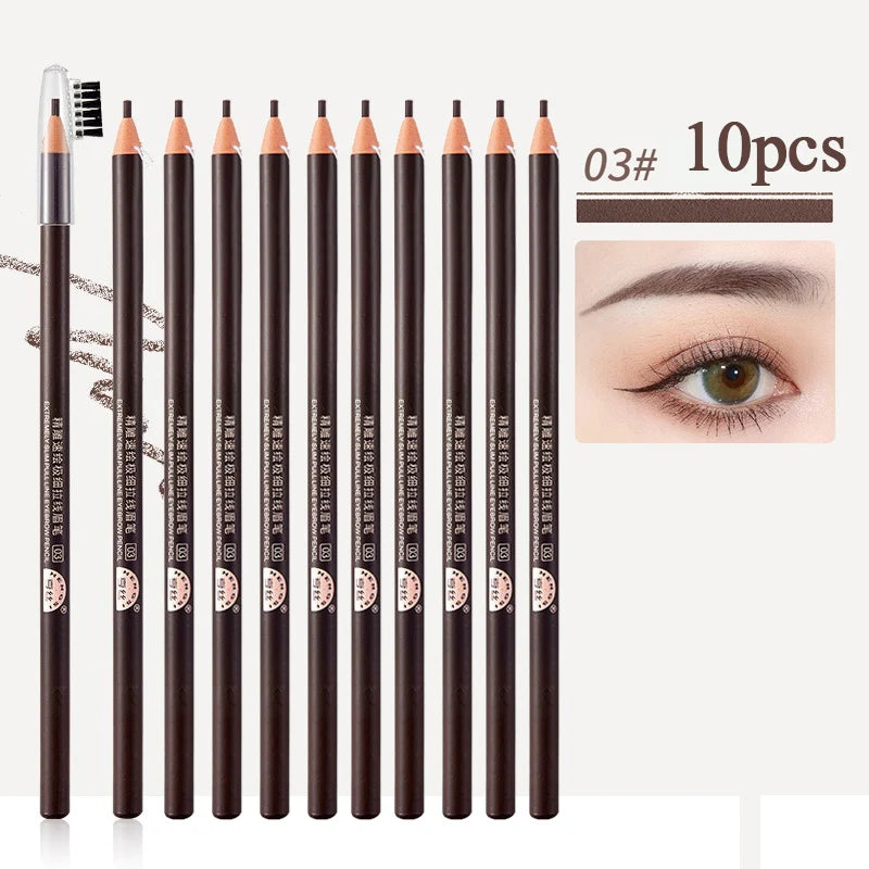 1/3/5/10pcs Ultra-fine Eyebrow Pencil 2mm Line Smooth Soft Eyebrow Pencil Brown Waterproof Long Lasting Make-up Pen with Brush