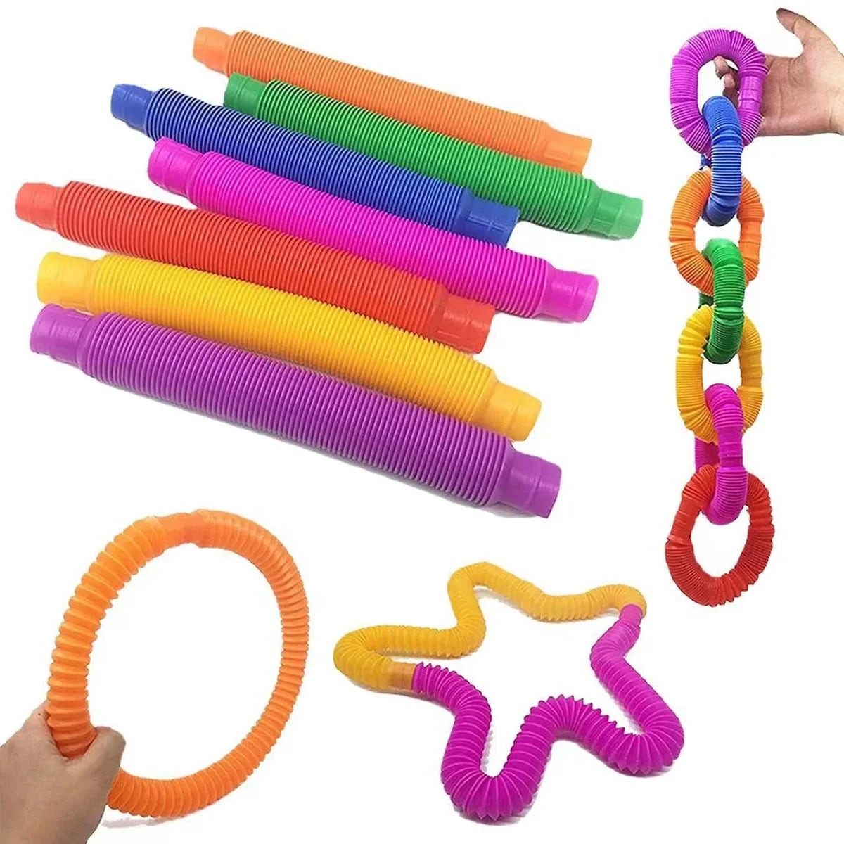 10-30PCS Colorful Telescopic Tubes Fidget Toys Plastic Sensory Pop Tubes Stress Relief Toys Adults Decompression Kids Toys Gifts