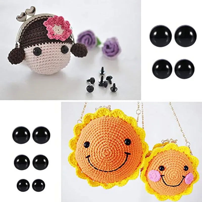 Toys Accessories Plastic Eyes Art Eyes Black Bean Eyes All Black Screw Eyes Plush Doll DIY 100 Eyes