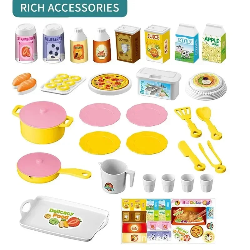 Mini Kitchen Counter Play Set DIY Simulated Cooking Food Tableware Play House Role Play Pretend Game Toy Gift Kid Boy Children - Belvar