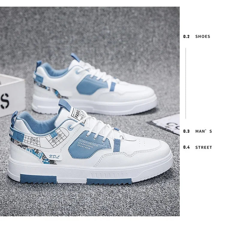 Men's shoes 2024 summer new breathable white shoes men's trendy and versatile thick soled sports board shoes trendy shoes - Belvar