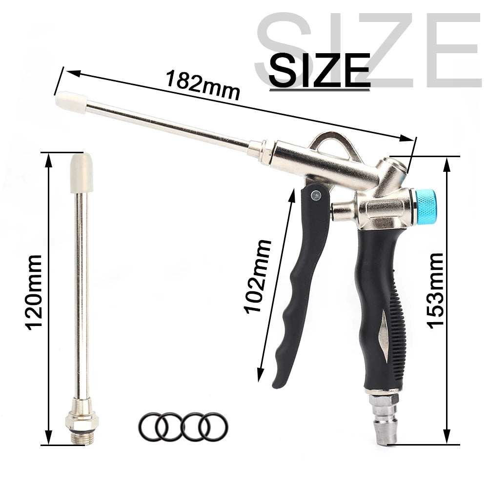 2-Way High Pressure Air Blow Gun Aluminum Air Dust Gun Angled Bent Nozzle Pistol Grip Pneumatic 150PSI