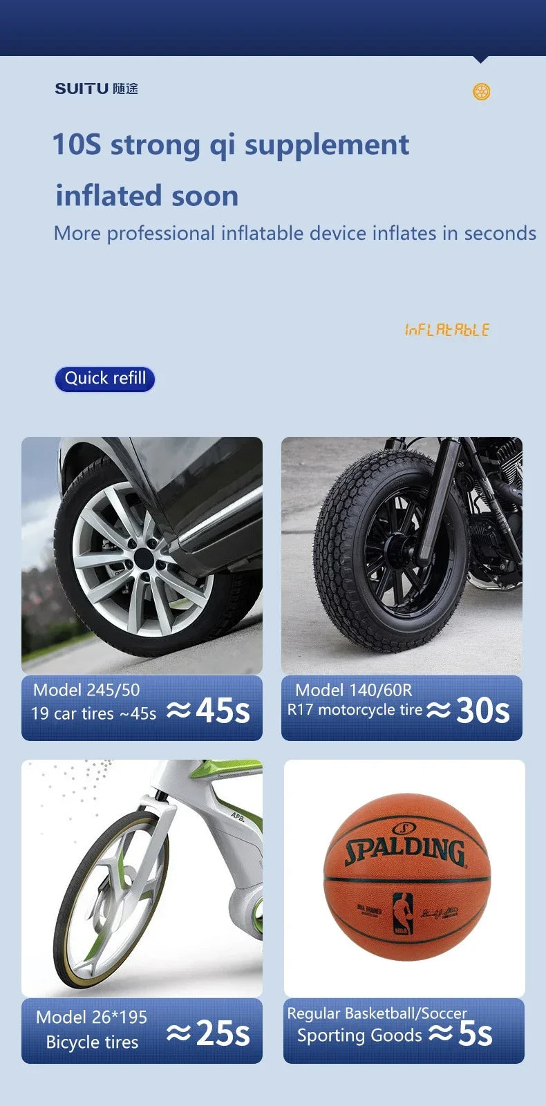 Wireless Car Air Pump Portable Air Compressor Electric Tire Inflator with LCD Digital Display for Car Motorcycles Bicycle Ball