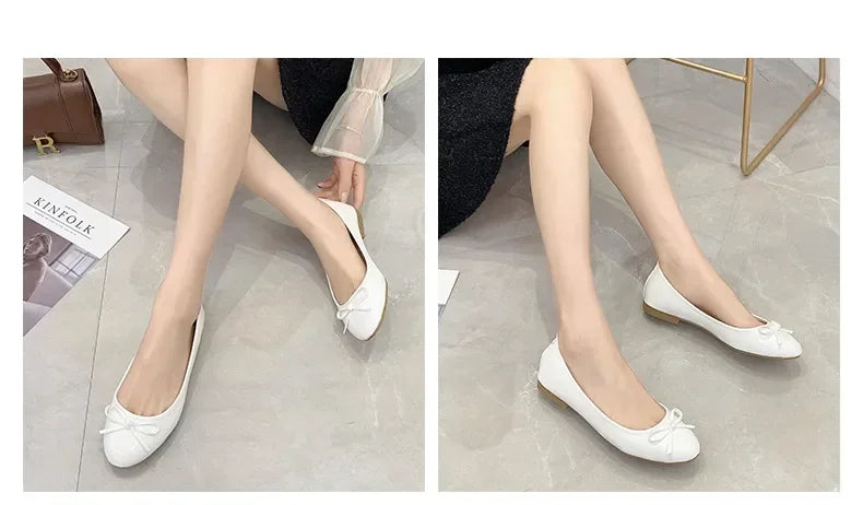 Ballet Flats Shoes Women Classics Casual Loafers Red Patent Leather Lady Fashion Design Bowknot Shoes for Woman's Spring/Autumn - Belvar