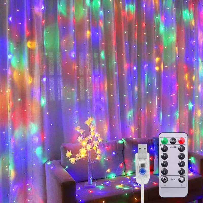 3M 300 LED Curtain String Light Garland Party Backdrop Adult Kids Birthday Wedding Decoration Bachelorette Anniversary Supplies