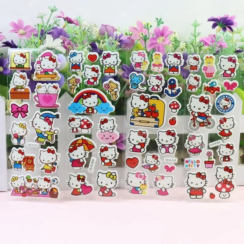 12PCS Kawaii Hello Kitty Bubble Stickers 3D Decoration Decals Cute Children Reward Puffy Sticker Stationery Supplies Kids Toy