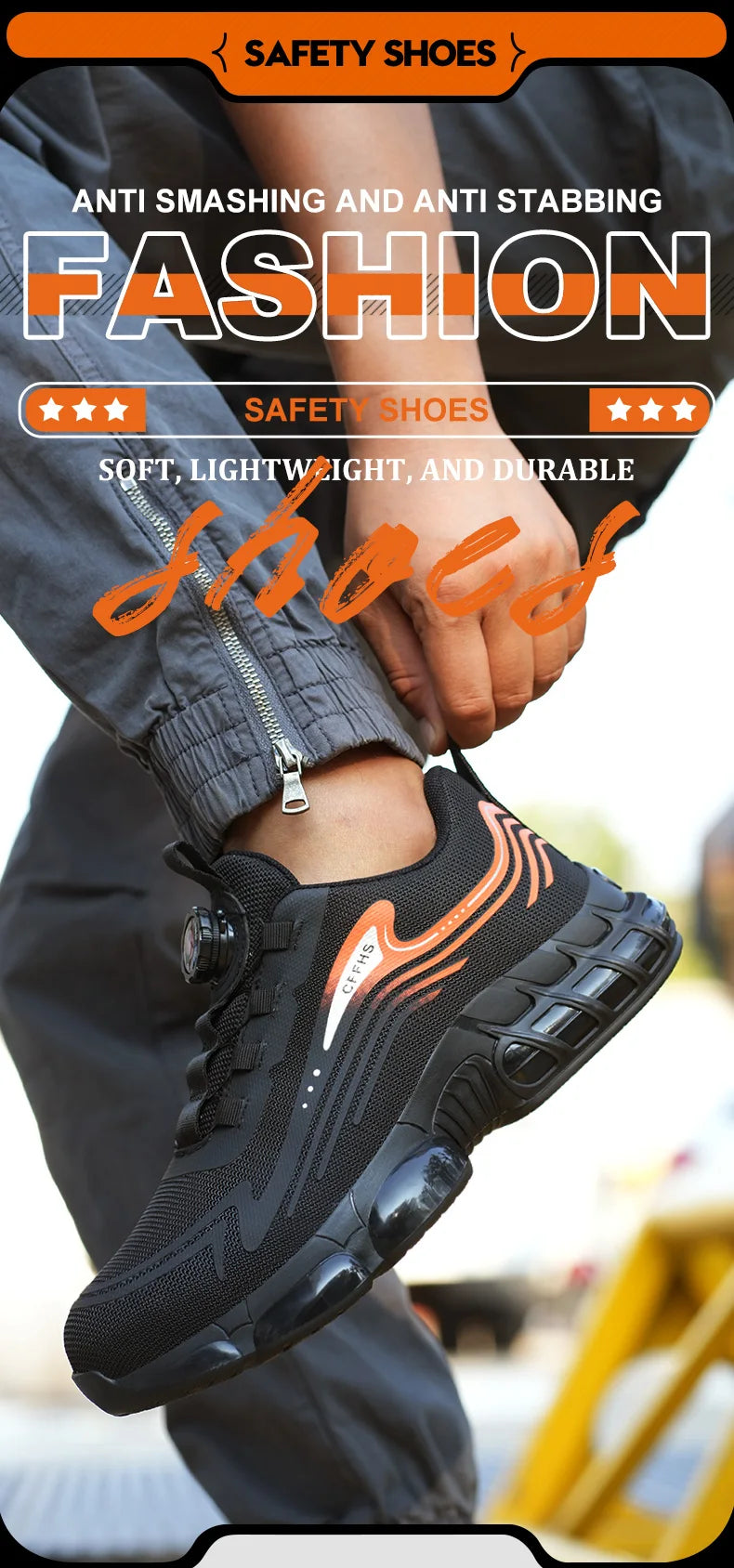 Work Shoes for Men Slip Resistant Comfortable Cushioned Insoles Safety Toe Lightweight Sneakers Anti-smash Industrial Shoes - Belvar