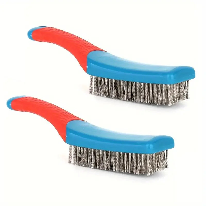 Wire Brush Duty Stainless Bristles With Plastic Handle Grip For Rust, Wielding Slag, Dirt & Paint Scrubbing With Deep Cleaning