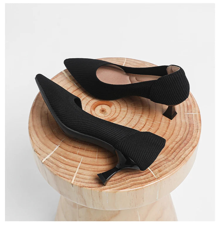 Women's High Heels Fashion Pattern Soft Knitted Comfortable Breathable Shoes 2025 New (6cm High) - Belvar