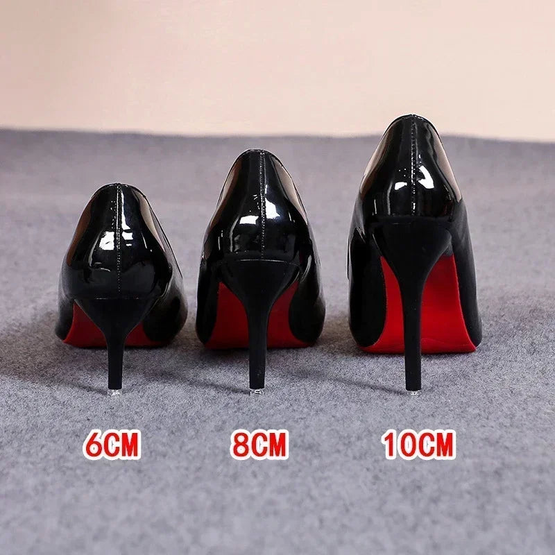 Sexy Red Bottom Women High Heels Classic Ladies Pumps Autumn Leather Dress Heel Shoes for Women Banquet Wedding High Heels - Belvar