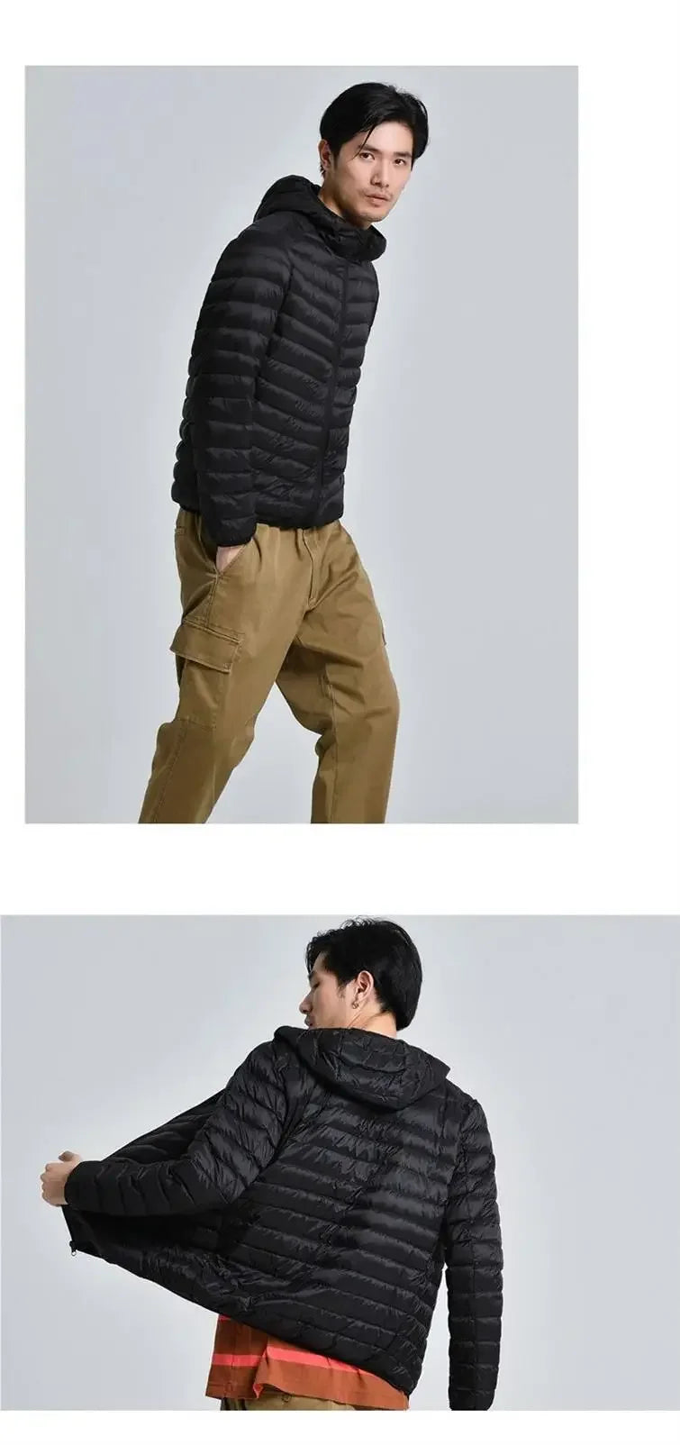 Trendy Lightweight Down Cotton Coat Men's Stand Collar Slimming Smooth Cotton Jacket For Youth Men Casual Scene