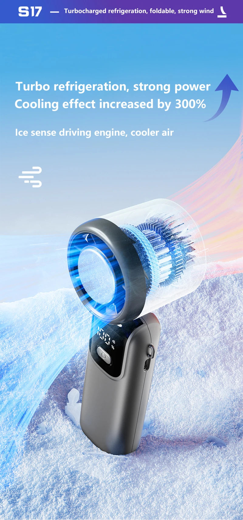 Xiaomi Refrigeration Handheld Electric Fan High-speed Violent Turbo Fan Folding Neck Hanging Ice Pack Small Fan Office Outdoor