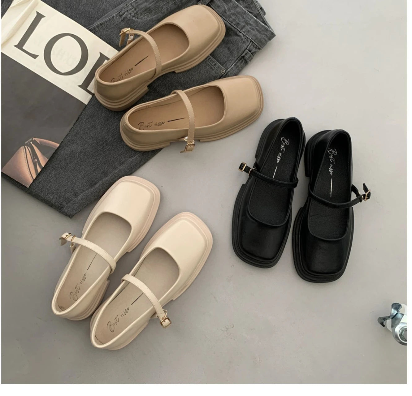 Korean Shoes Female Footwear Square Toe British Style Oxfords Women's 2025 Dress Comfortable Preppy Leather Retro Summer New Med - Belvar