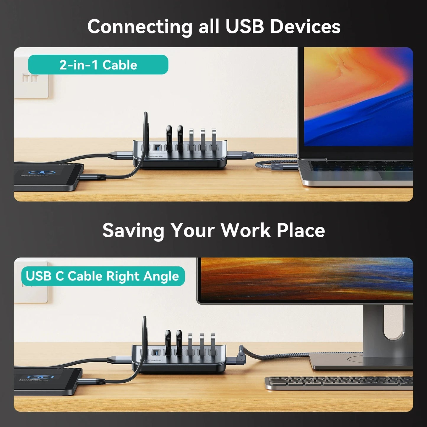 Yottamaster 4in1 Type-C USB-A Multi-fonction USB HUB to 10Gbps USB 3.1 Adapter USB Docking Station for WIndows MAC USB Splitter