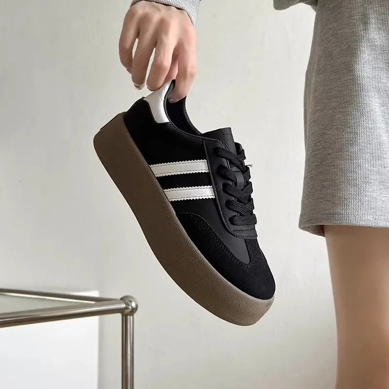 Sports shoes thick sole casual board shoes women 2024 new cowhide everything soft sole inside increase de training shoes - Belvar