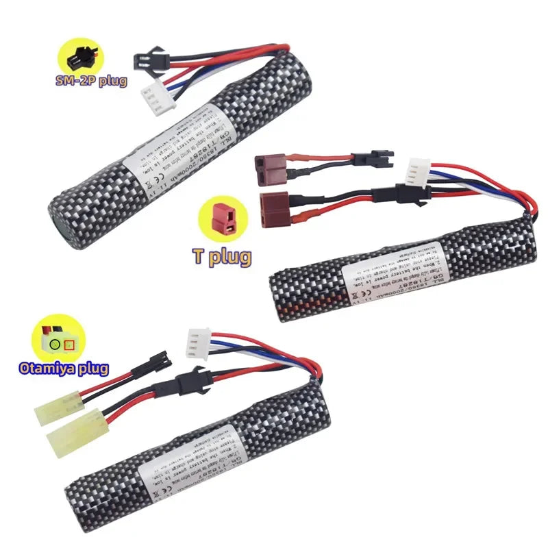 3S 11.1V 2000mAh Li-ion Battery SM2P Plug with USB Charger Compatible with Airsoft Gel Water Bead Blaster Rechargeable Batteries