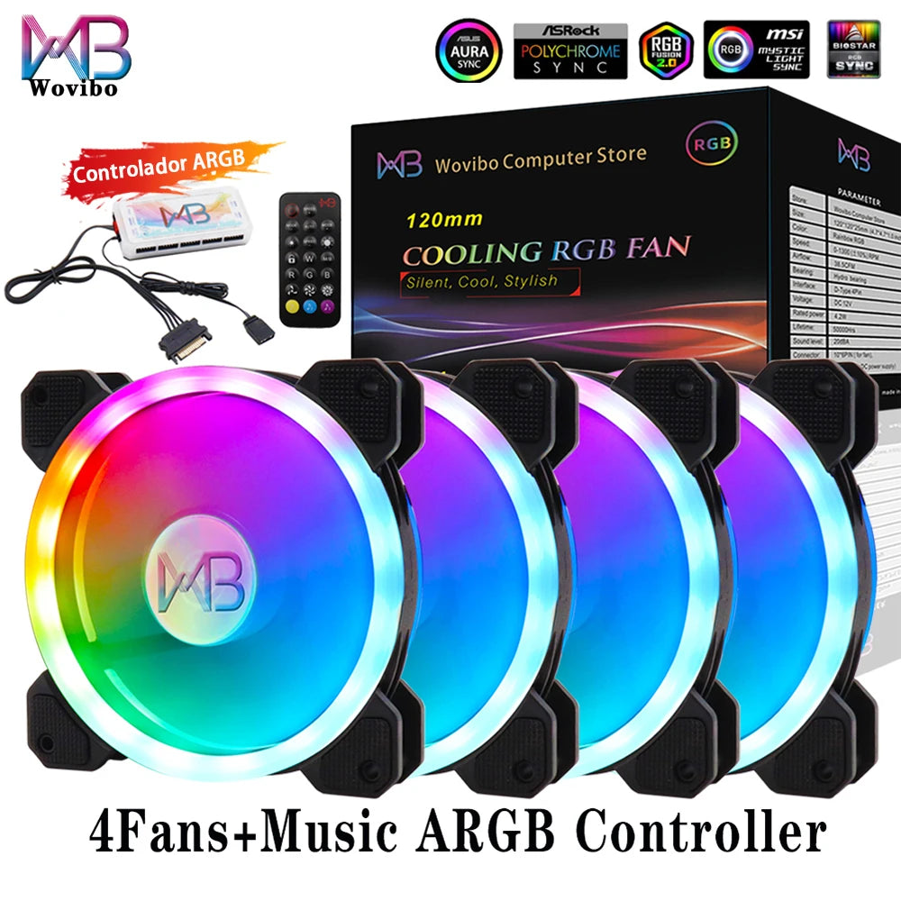 120mm Friador De Ventilador De Computador 6PIN RGB 12 Cm Silencioso Ventilador 5V RGB Velocidade De Ventilador Aura Sync