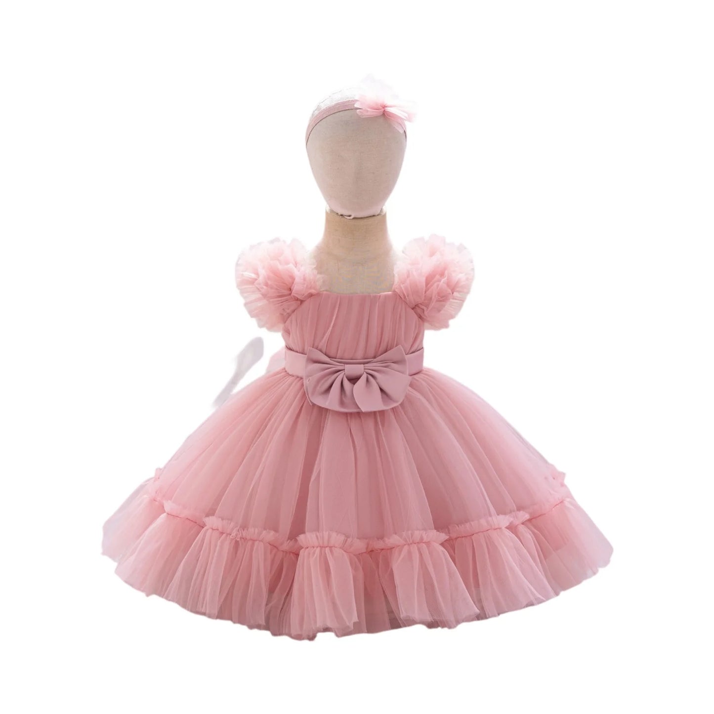 Toddler Party Baby Girls Dresses Baptism Bridesmaids Costume Infants 1st Birthday Bow Princess Dress Baby Wedding Christmas Gown