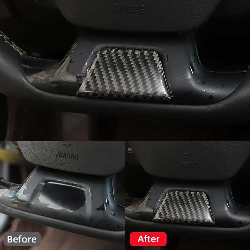 Real Carbon Fiber for Chevrolet Camaro 2017-2022 Accessories Interior Car Steering Wheel Panel Chin Cover Decorative Stickers