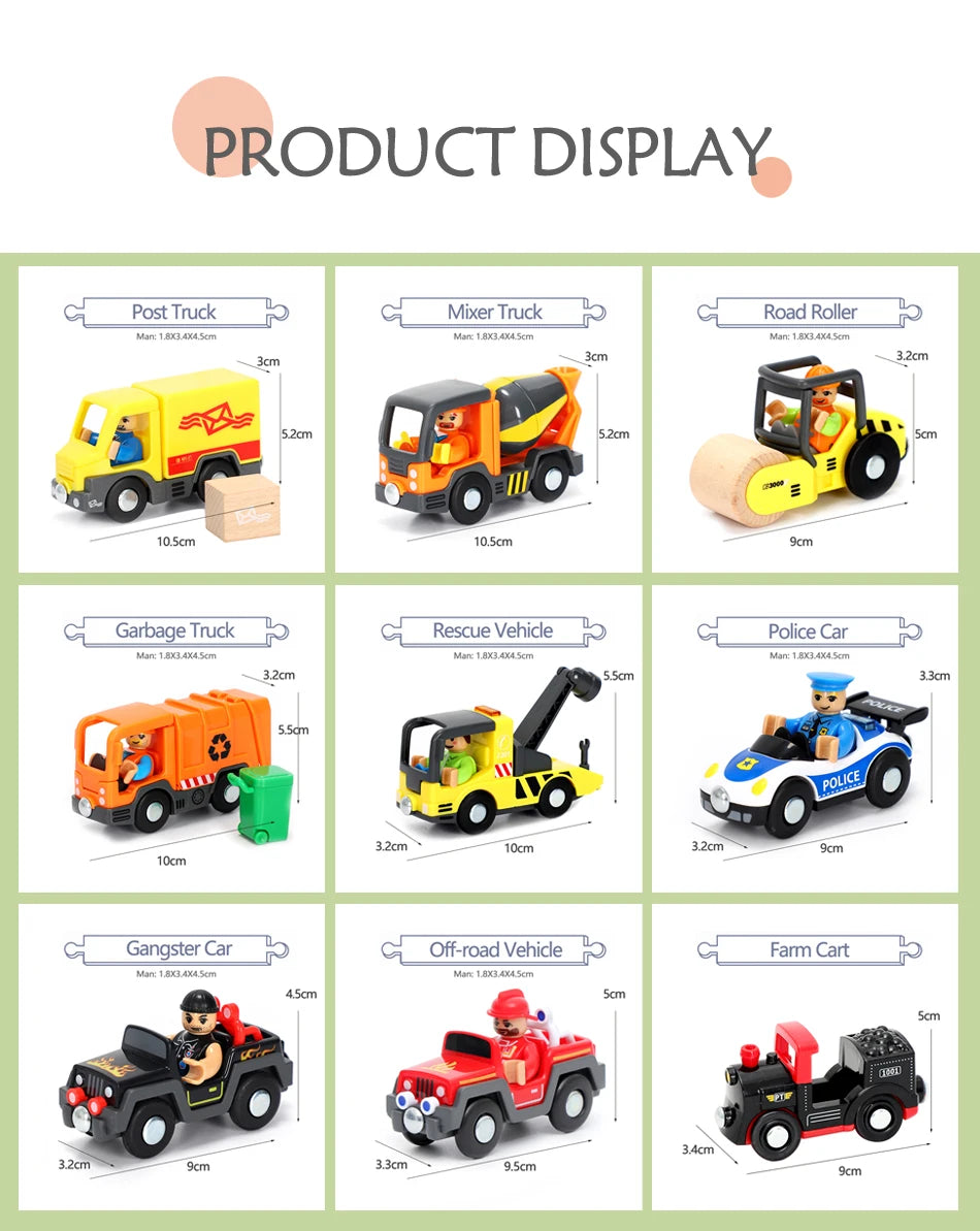 Variety Of Optional Track Magnetic Cars Multi-Purpose Vehicles Compatible Brand Wooden Scene Track Car Toys Children's Gifts W09