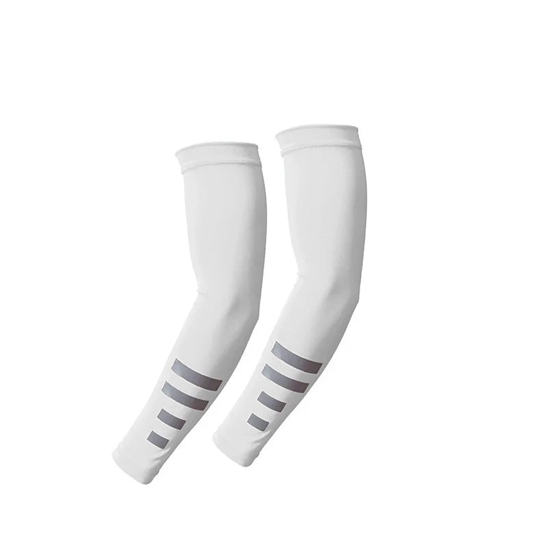 2Pcs Summer Outdoor Sun Protection Arm Sleeves Quick-drying Breathable Night Running Cycling Reflective Ice Silk Sleeves
