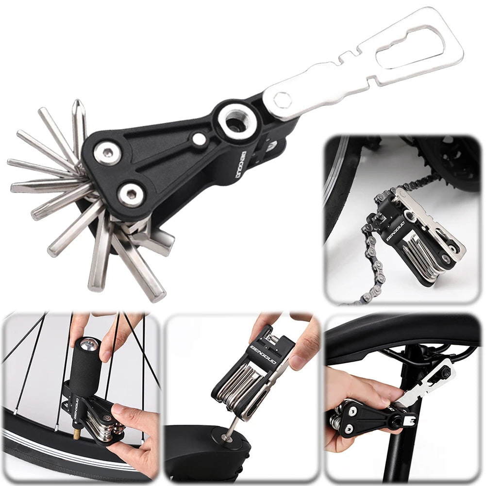 18-in-1 Bicycle CO2 Cylinder Pump Gas Nozzle Schrader & Presta Valve Bike Fast Inflator Inflatable Head for Mountain Road Bikes