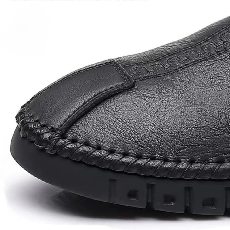 Men Leather Shoes Soft Sole Casual Shoes Autumn Comfortable Business Flats Man Lightweight Work Shoes Slip-on Driving Shoe Tenis - Belvar