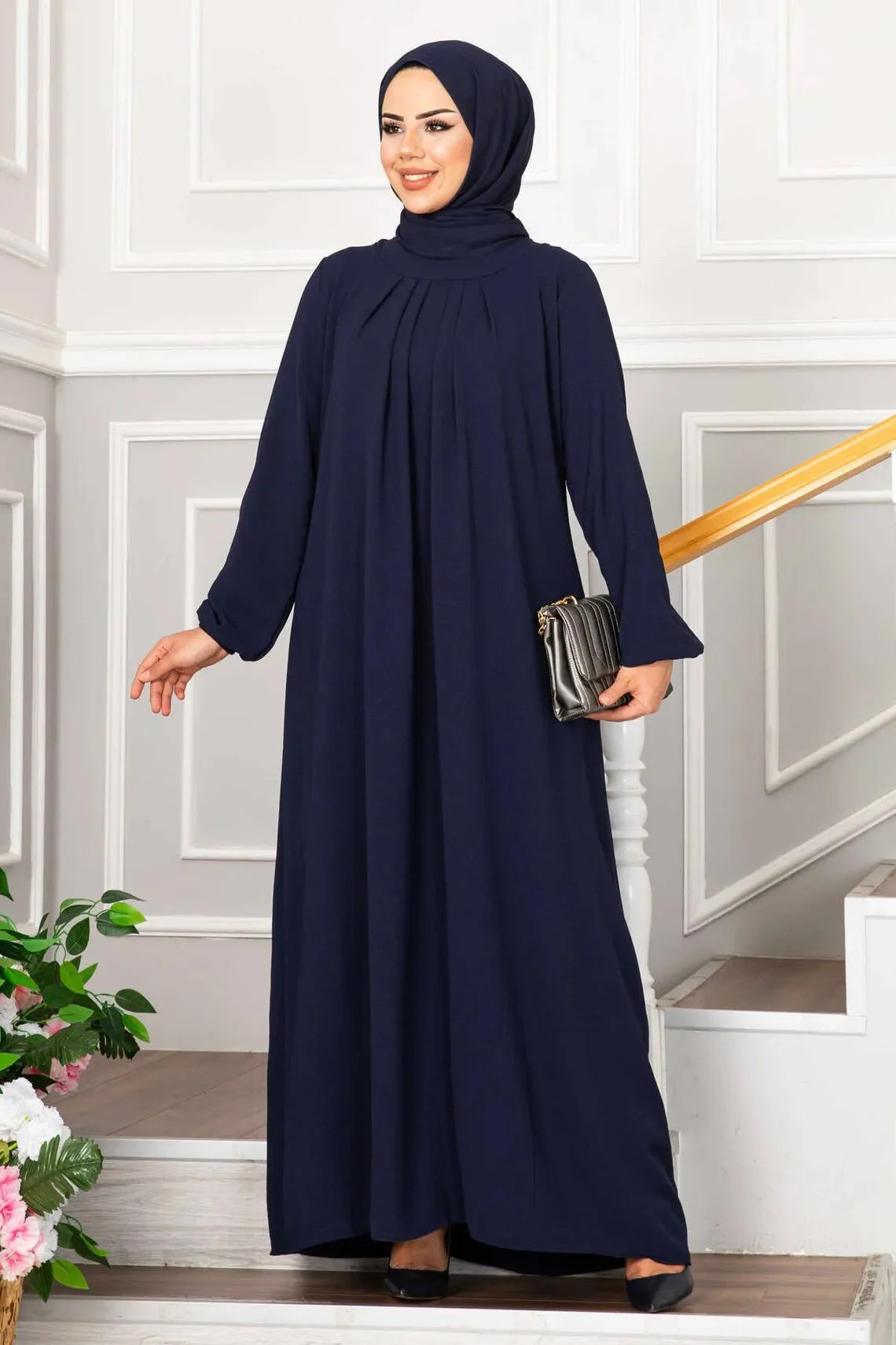 Turkish Muslim Dress Modest Pleated Dresses Abayas for Women Ball Evening Robe Femme Musulmane Dubai Abaya Kaftan Islam Clothing