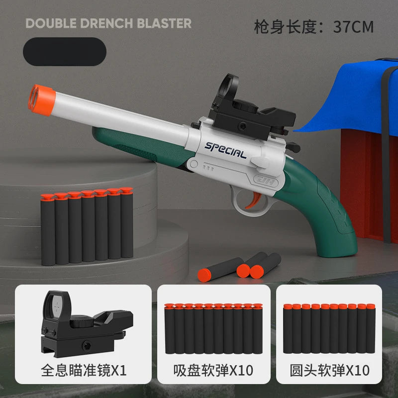 Toy Gun S686 Rifle Double Barreled Airsoft Launcher Dual Soft Bullets Outdoor Sports Game Pistola Shot Gun Weapon for Kids Gift