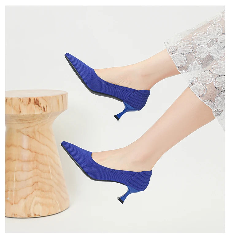 Women's High Heels Fashion Pattern Soft Knitted Comfortable Breathable Shoes 2025 New (6cm High) - Belvar